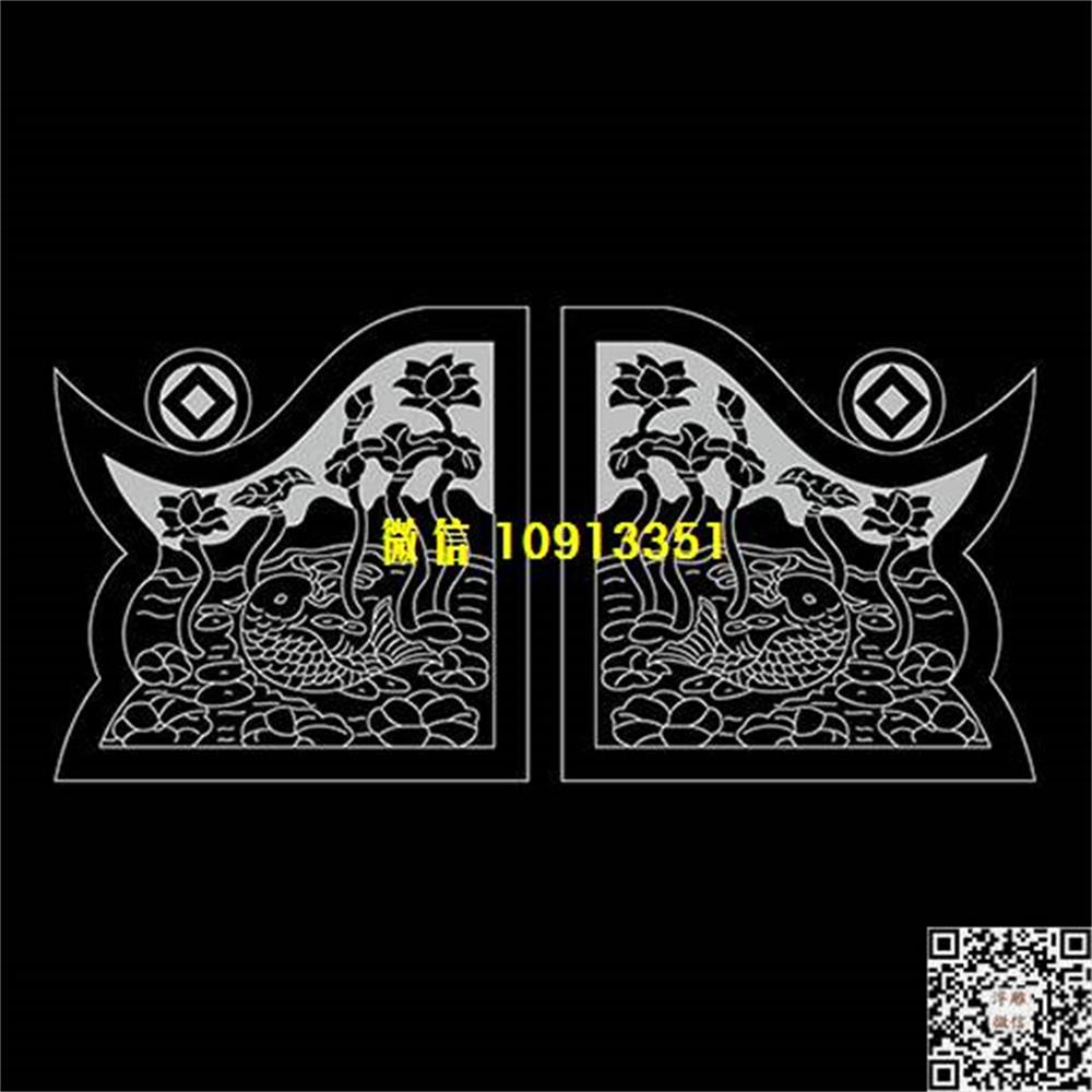 精雕图80荷花耳朵抱鼓精雕图线雕图线条图单线铣底图_电脑雕刻plt文泰矢量图精雕图浮雕图